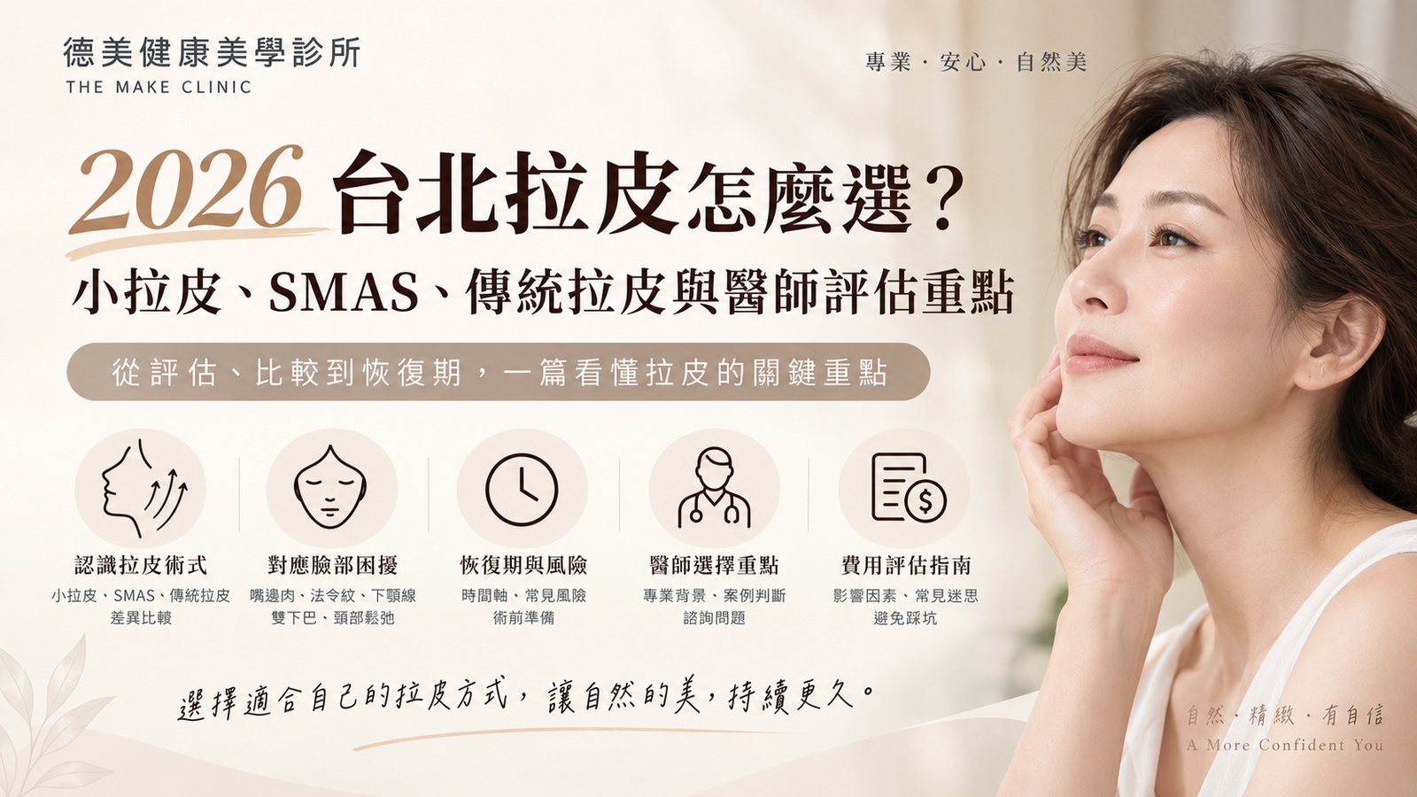 2026台北拉皮怎麼選？小拉皮、SMAS筋膜層拉皮、傳統拉皮與醫師評估重點