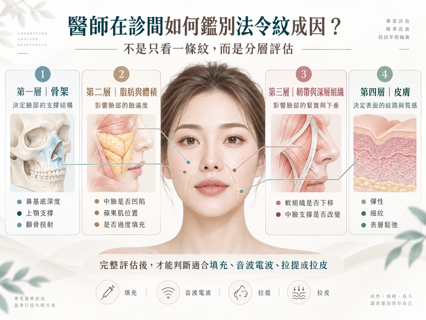 5步初步判斷法令紋成因:骨架、中臉下垂、體積流失、中下臉老化與表情型
