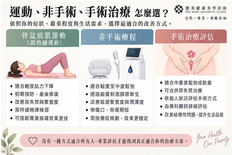 女性私密健康治療方式比較圖